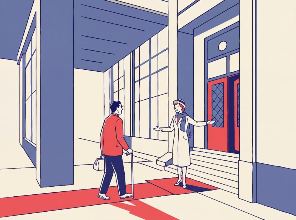A patient welcomed at the entrance of a French partner centre